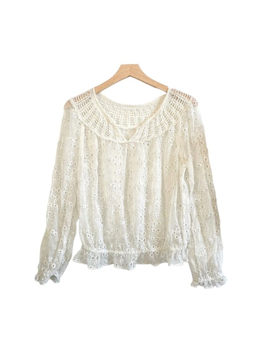 Bellatrix Sheer lace blouse, off white/ivory   size S
